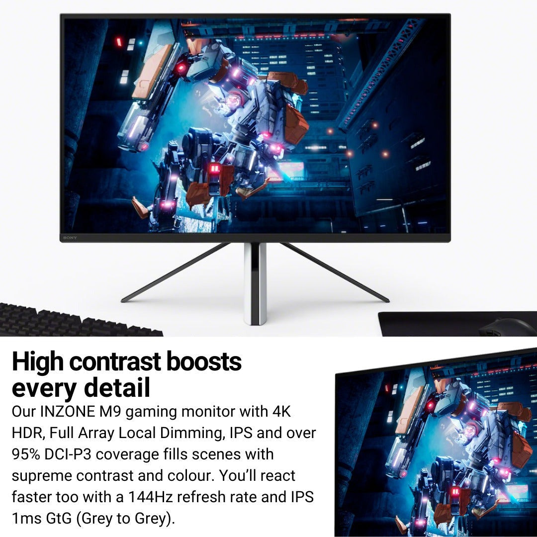 Sony 27 INZONE M9 4K HDR 144Hz Gaming Monitor (SDM-U27M90) with Sony WFG700N/W INZONE Buds Truly Wireless Noise Canceling Gaming Earbuds (White) bundle