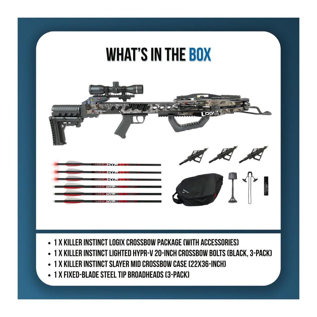 Killer Instinct LogiX DC Crossbow Bundle with Bolts, Case and Broadheads