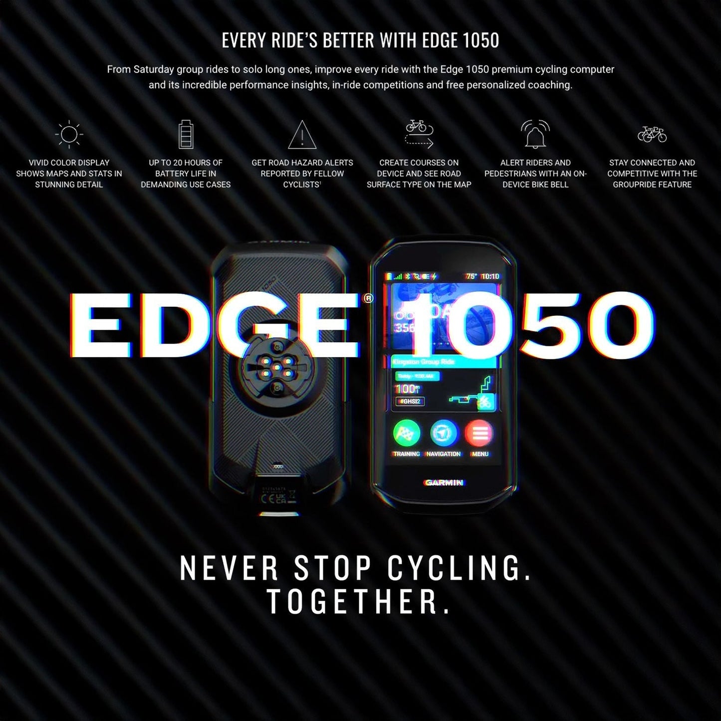 Garmin Edge 1050 Premium Cycling Computer with Multi-Tool and Multi-Tool Paracord Bracelet Bundle