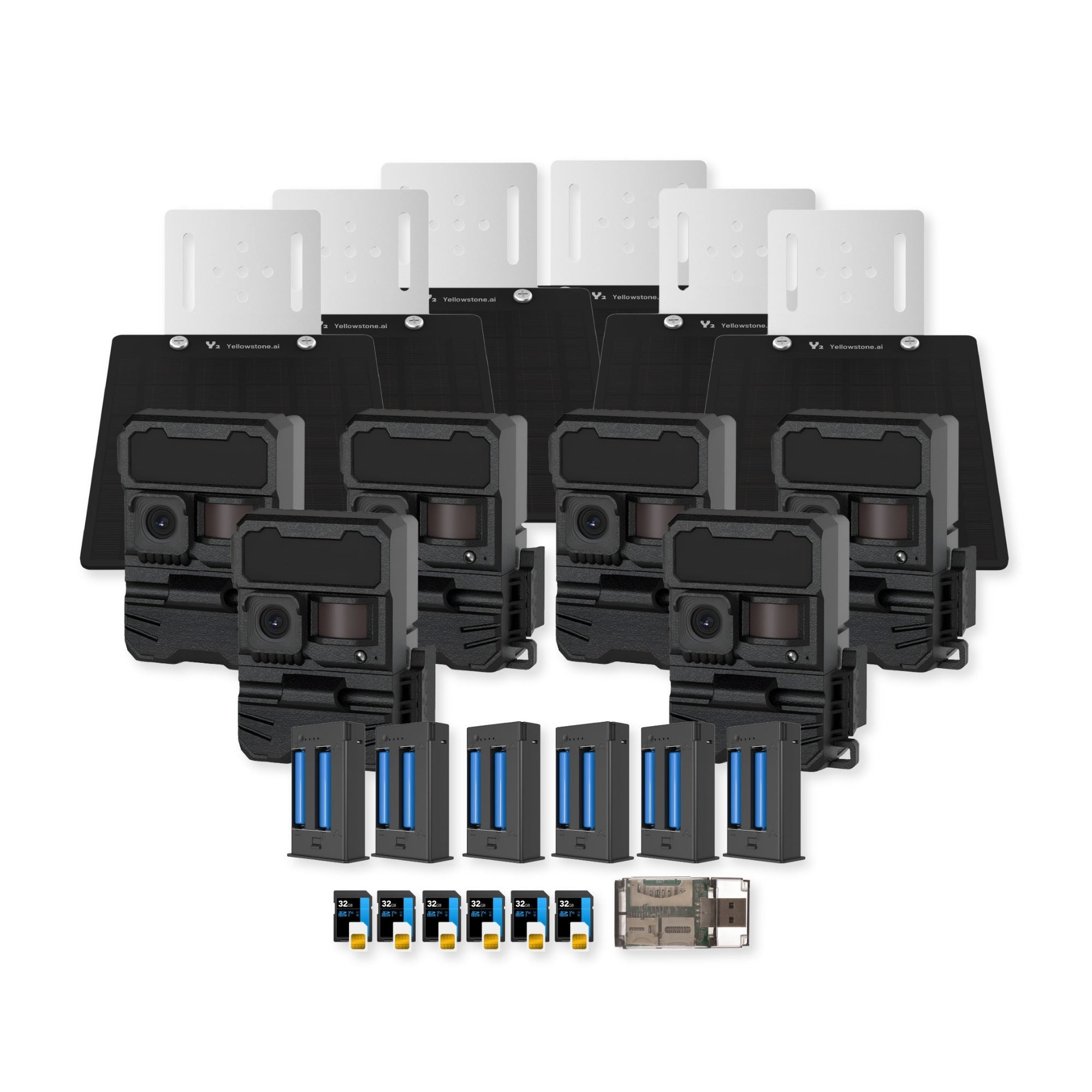 Yellowstone Y2 Black Wide Lens Bundle with Batteries, Solar Panels, and Accessories (6-Pack)