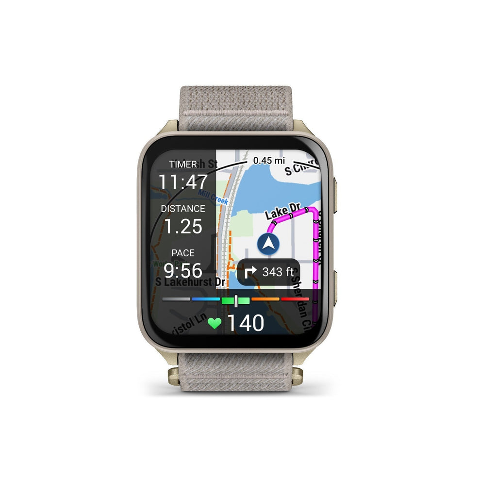 Garmin Venu X1 GPS Smartwatch (Soft Gold Titanium Case, French Gray Nylon Band)