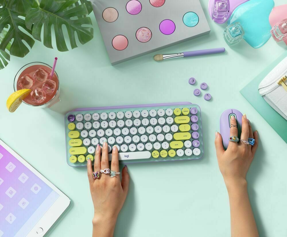 Logitech POP Keys Wireless Mechanical Keyboard With Emoji Keys Bundle