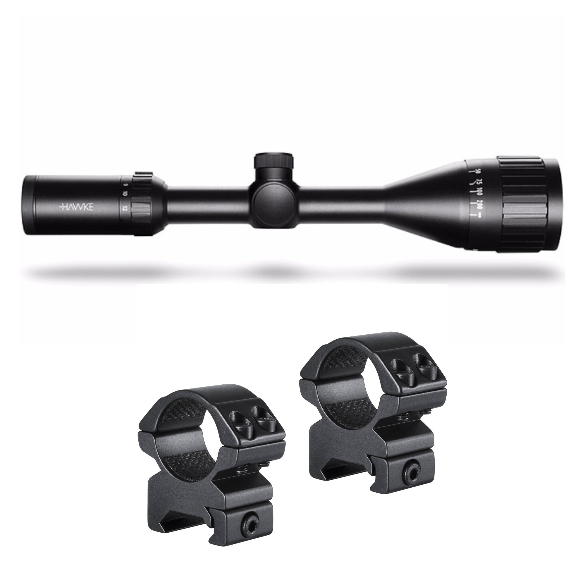 Hawke Sport Optics Vantage HD 4-12X50AO Mil Dot IR Riflescope with 2-Piece Rings