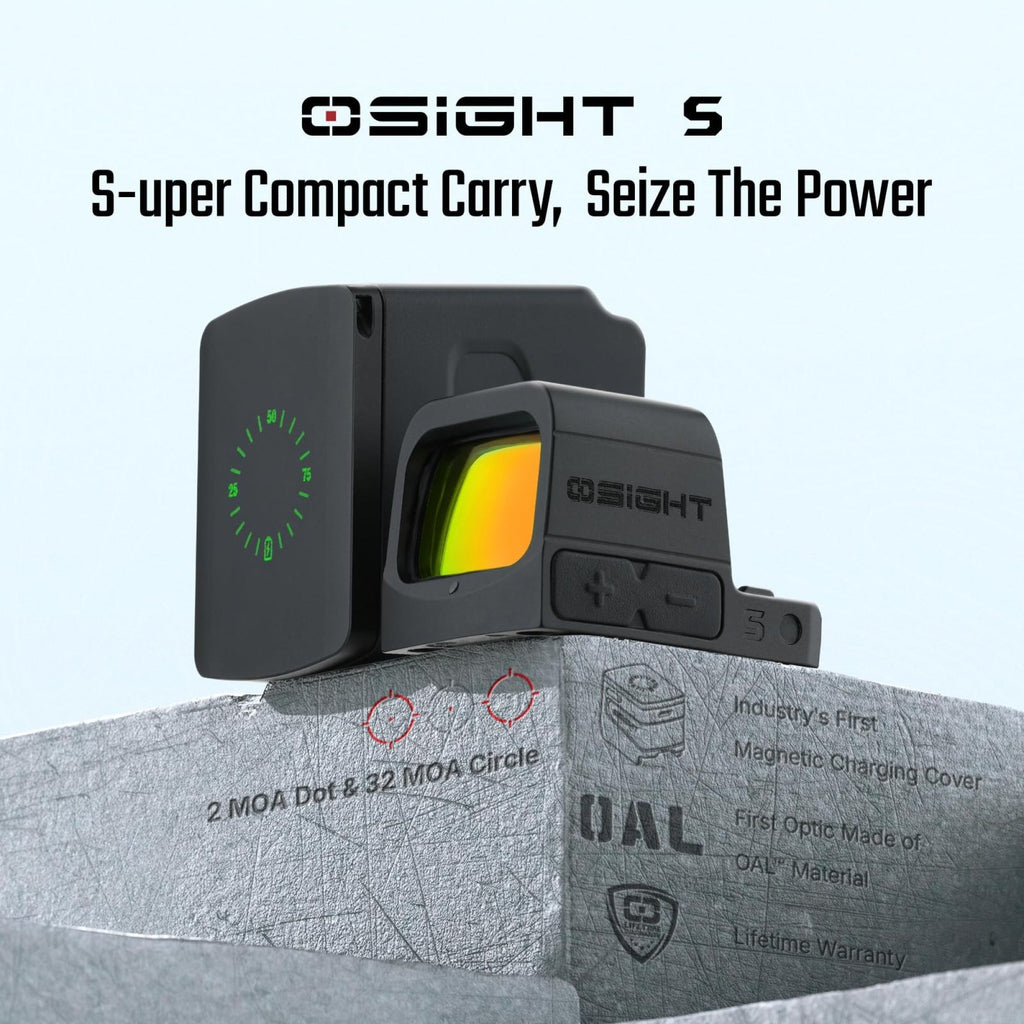 OSIGHT S Multi-Reticle 2 MOA Red Dot and 32 MOA Circle Sight with Charging Cover