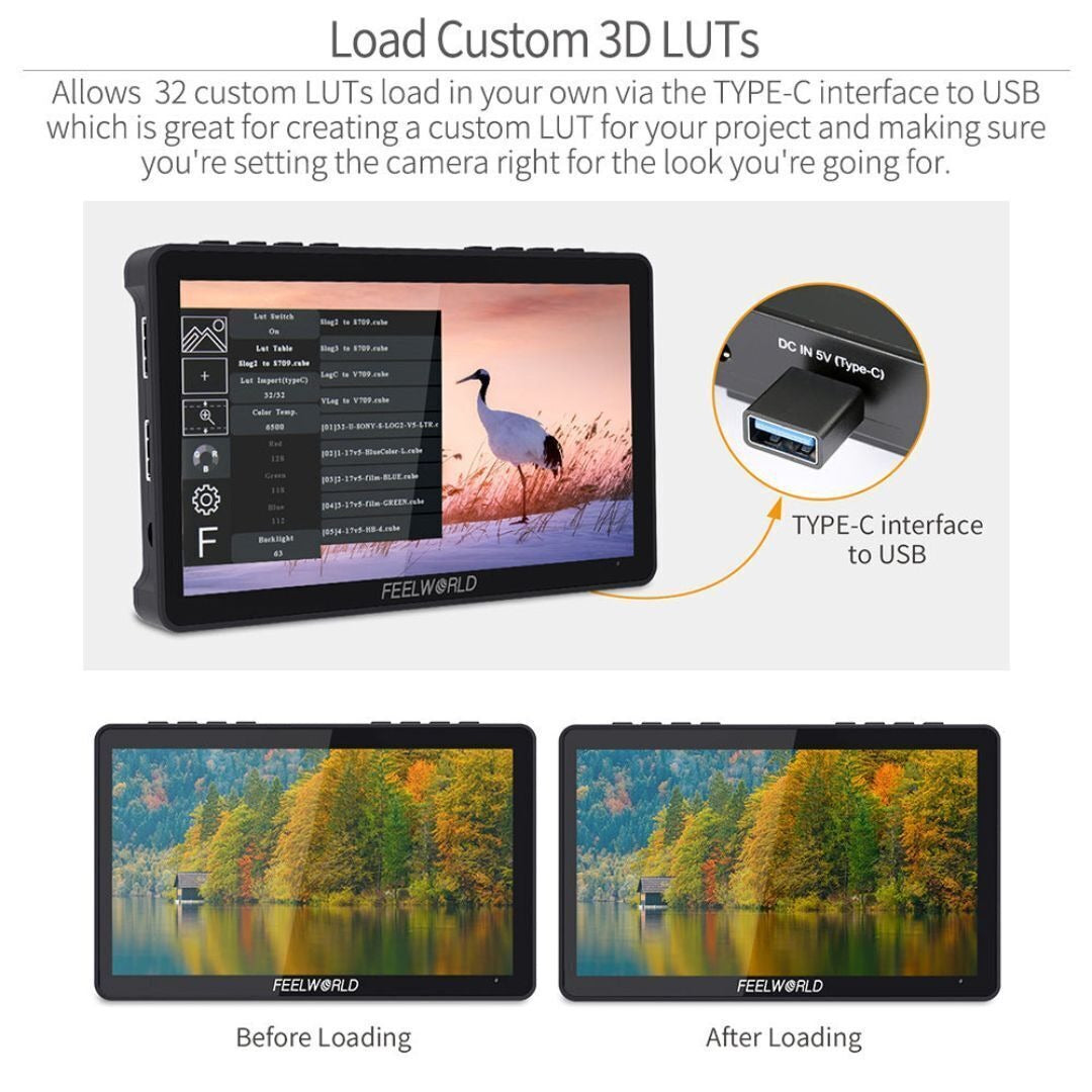 FeelWorld F5 Pro V4 6-Inch On-Camera Monitor with 4K Support and Tilt Arm