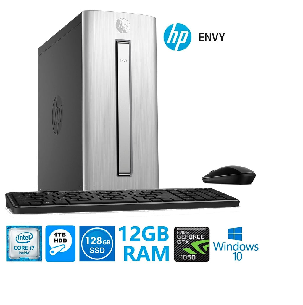 HP Envy 750-537c MT Desktop PC, Intel Core i7-7700, 12GB RAM, 1TB HDD + 128GB SSD, NVIDIA GTX 1050 (Certified Refurbished)