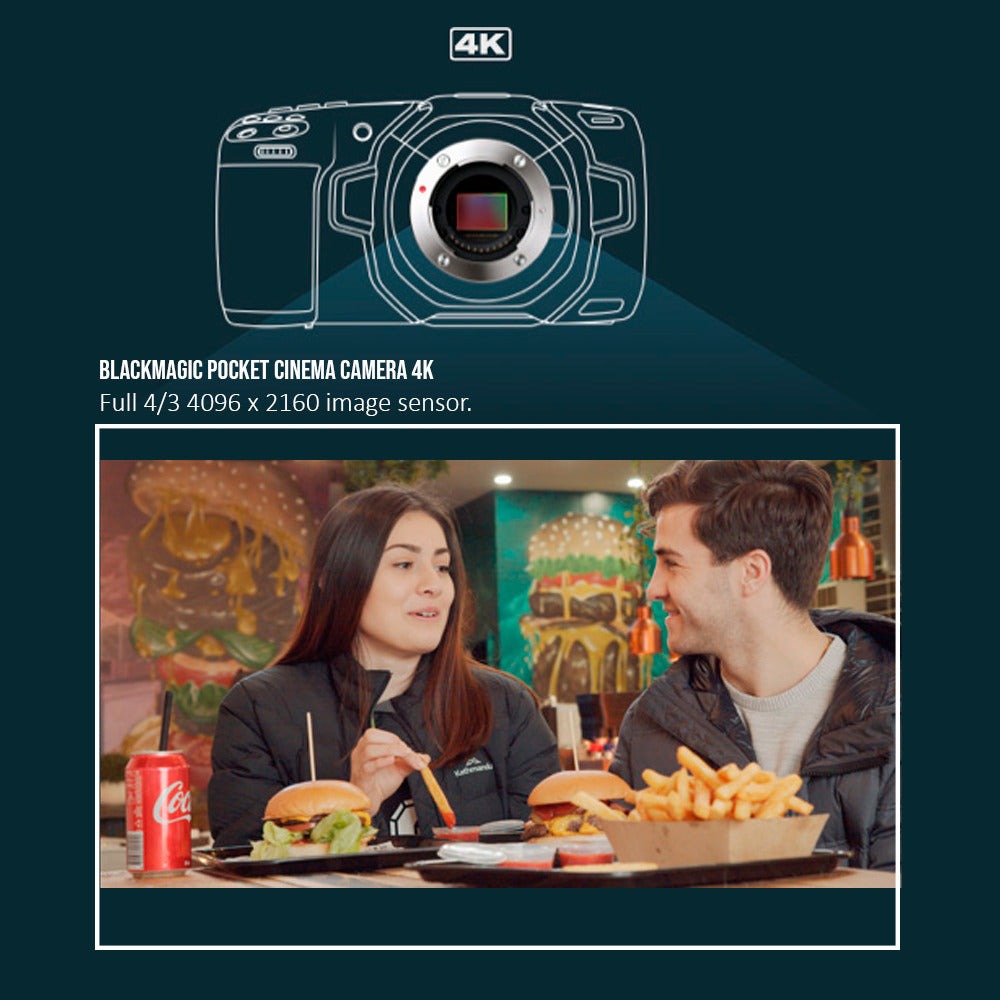 Blackmagic Design Pocket 4K Cinema Camera with Lumix G X Vario Power Zoom Lens (Black) Bundle