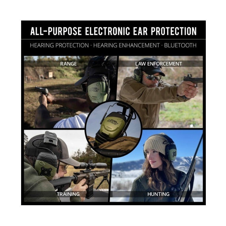 DEFY Tactical Earmuffs with Bluetooth, 25 NRR, OD Green