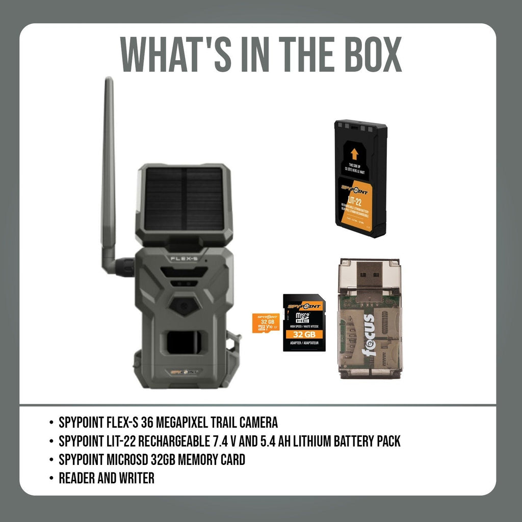 Spypoint FLEX-S 36 Megapixel Trail Camera with 100-Feet Flash and Detection Range Bundle