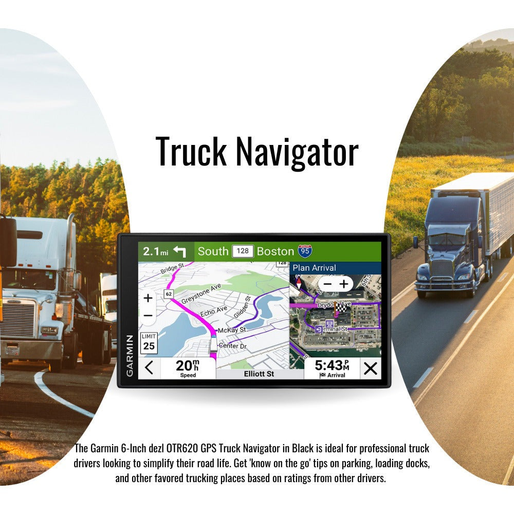 Garmin dezl OTR620 GPS Truck Navigator with 6-Inch 1280p Touchscreen Display (Black) Bundle