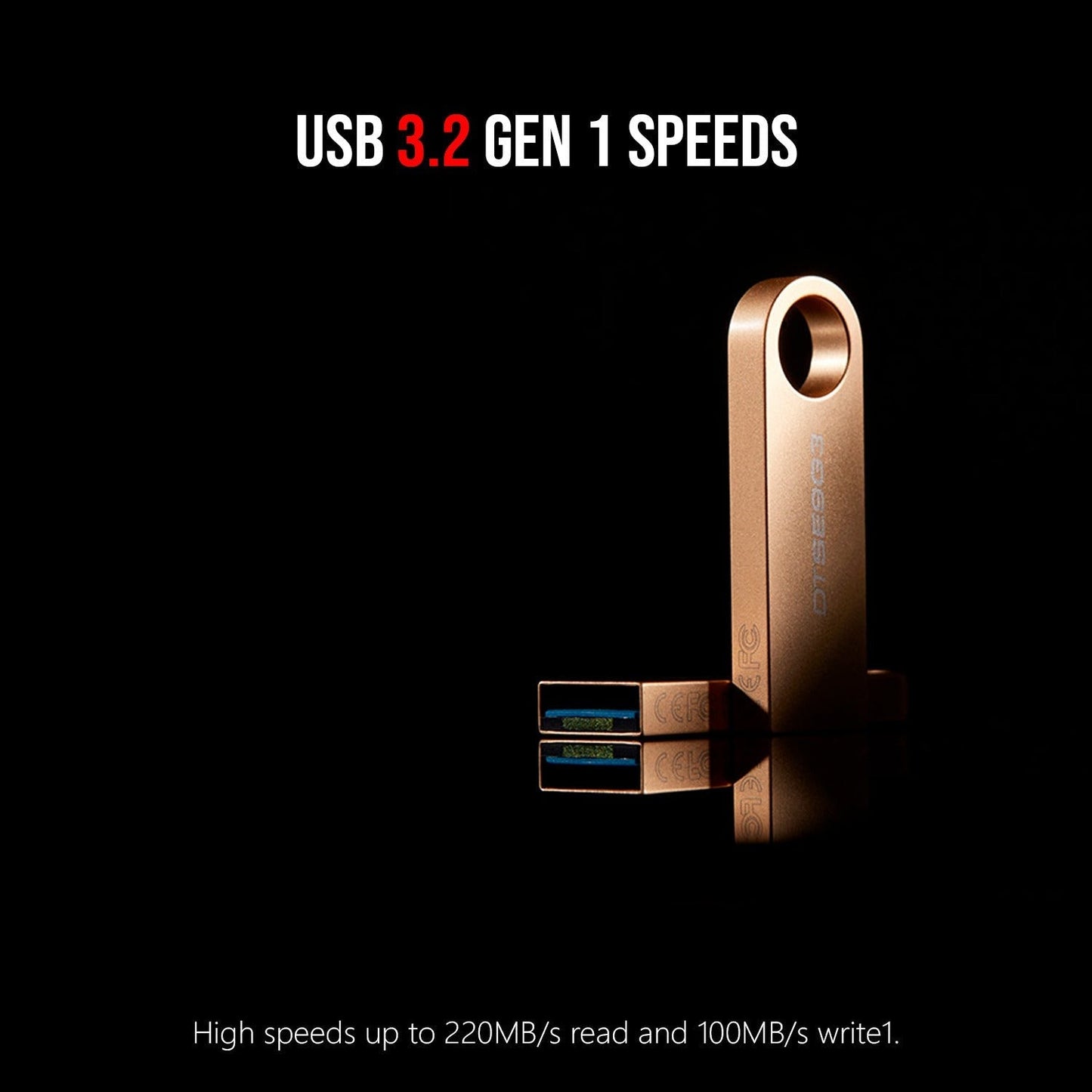 Kingston DataTraveler SE9 G3 USB 3.2 220MBPS Read Speed Flash Drive (5-Pack) and Keyring Set Bundle