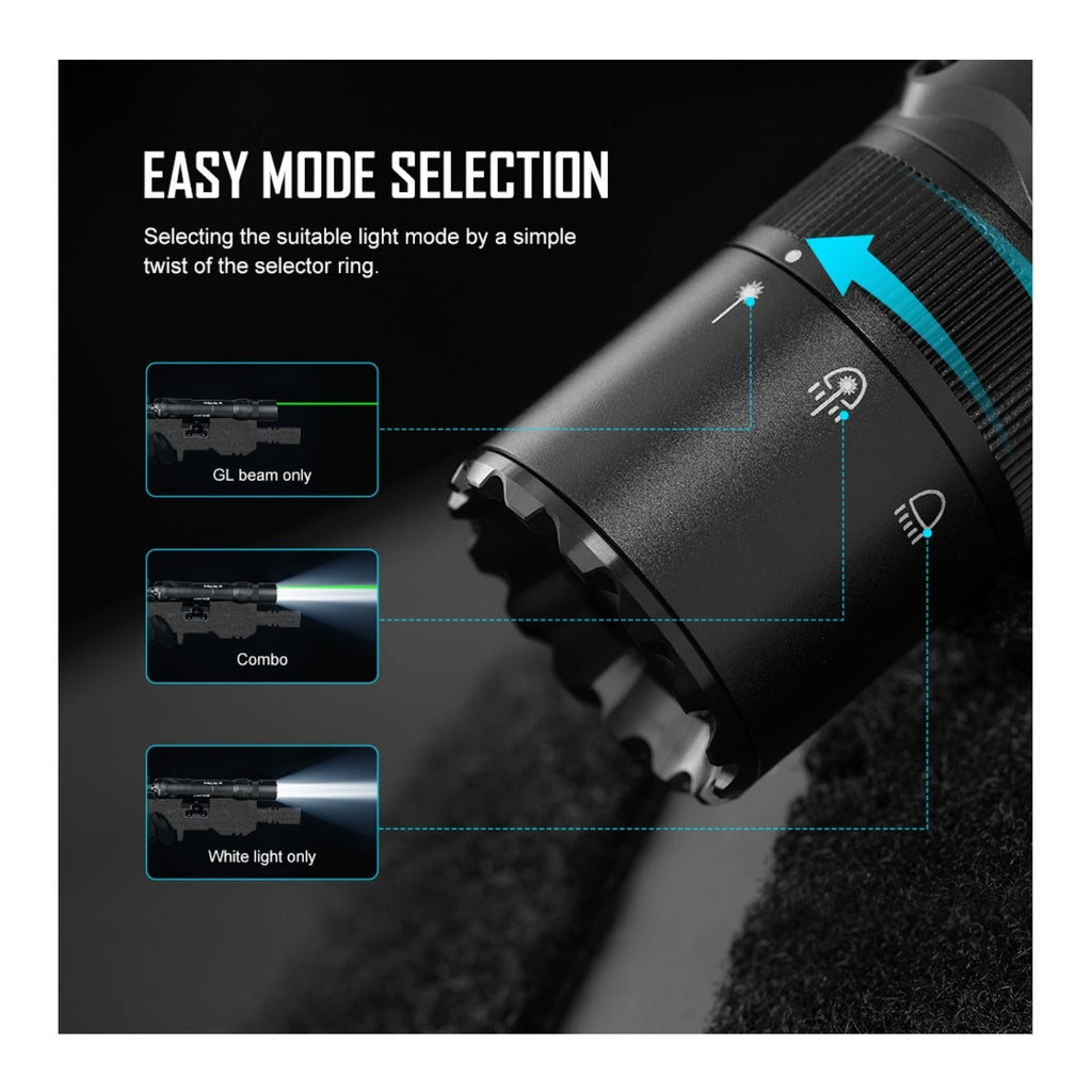 Olight Odin GL M Rechargeable Flashlight with Green Laser (M-LOK, Black)