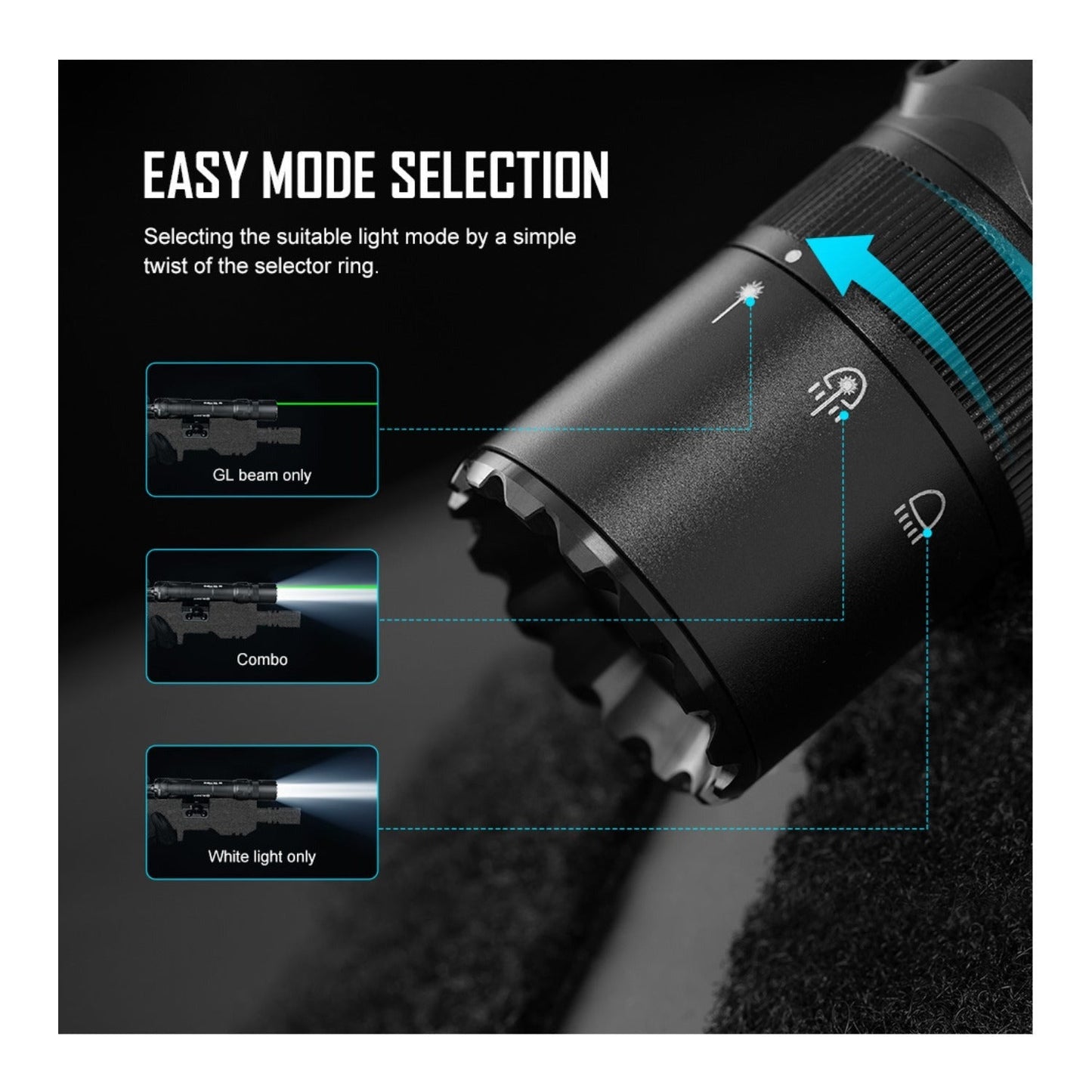 Olight Odin GL M Rechargeable Flashlight with Green Laser (M-LOK, Black)