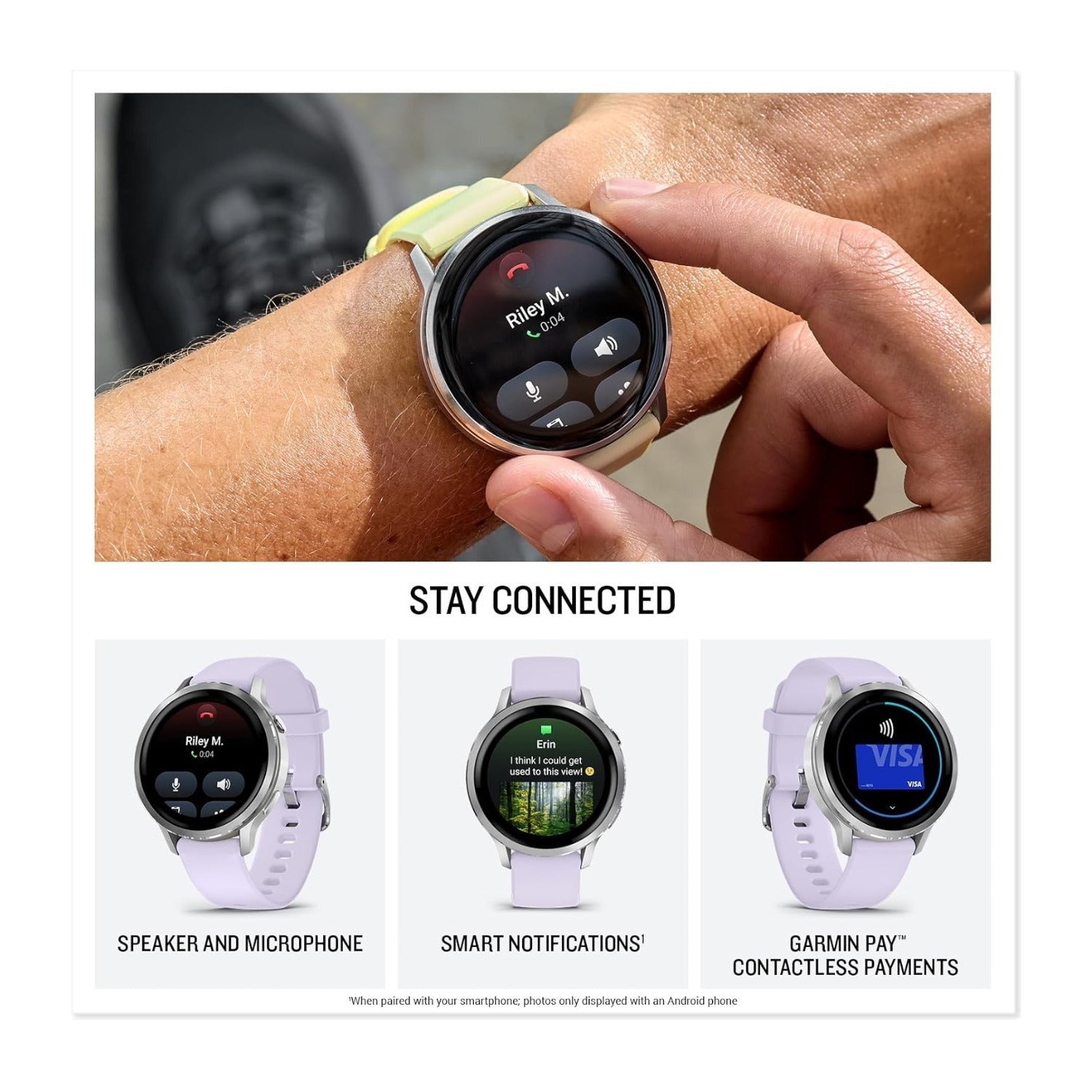 Garmin Venu 4 41mm Silver/Periwinkle Fitness Smartwatch Bundle with T710 True Wireless Earbuds