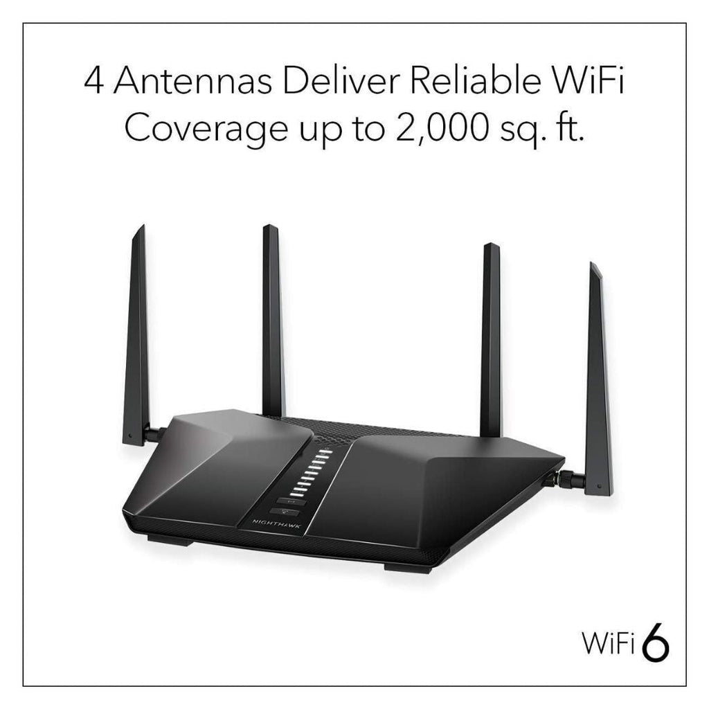 NETGEAR Nighthawk AX2400 Wi-Fi 6 Router, 5-Stream Dual-Band, NETGEAR Armor (Black) (Certified Refurbished)