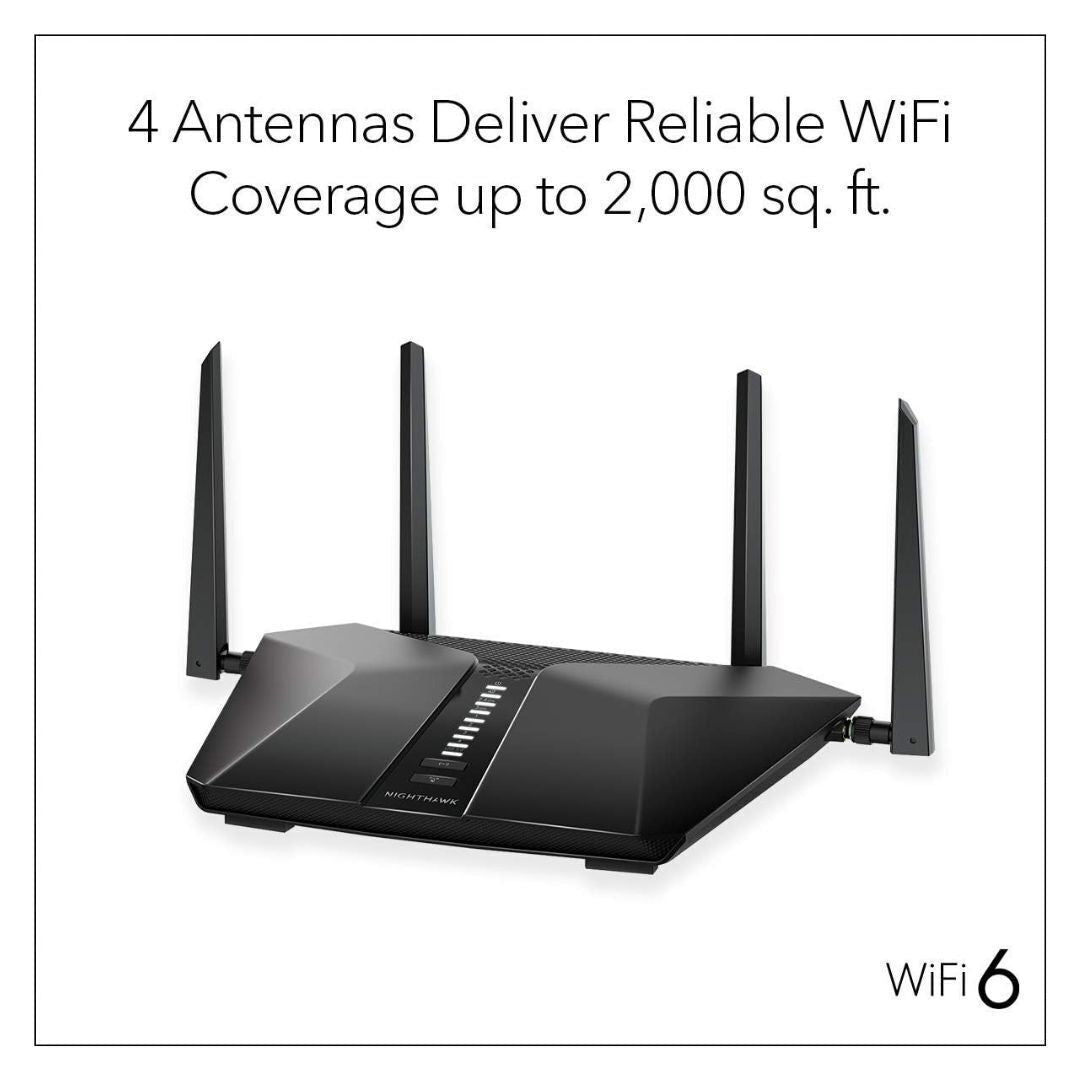 NETGEAR Nighthawk AX2400 Wi-Fi 6 Router, 5-Stream Dual-Band, NETGEAR Armor (Black) (Certified Refurbished)