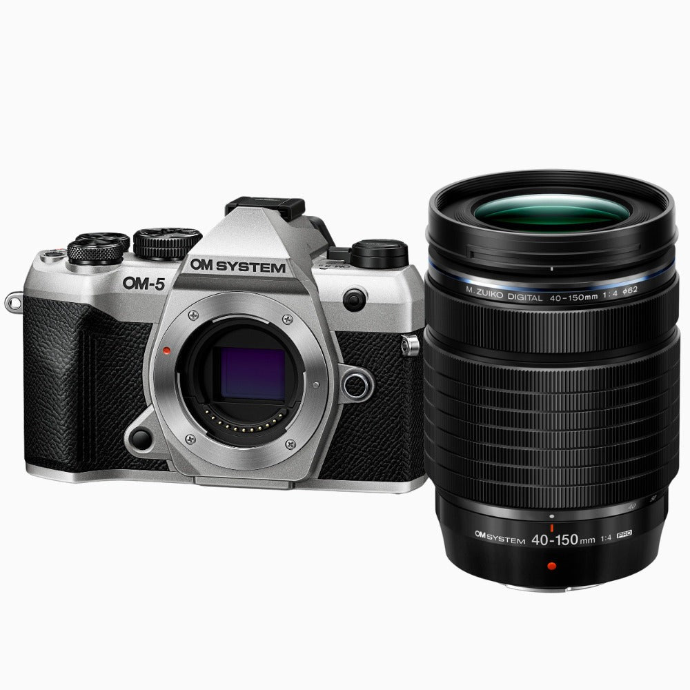 OM SYSTEM OM-5 Mark II Mirrorless Camera (Silver) & 40-150mm f/4 PRO Lens Bundle