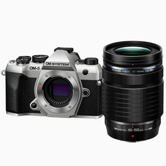 OM SYSTEM OM-5 Mark II Mirrorless Camera (Silver) & 40-150mm f/4 PRO Lens Bundle