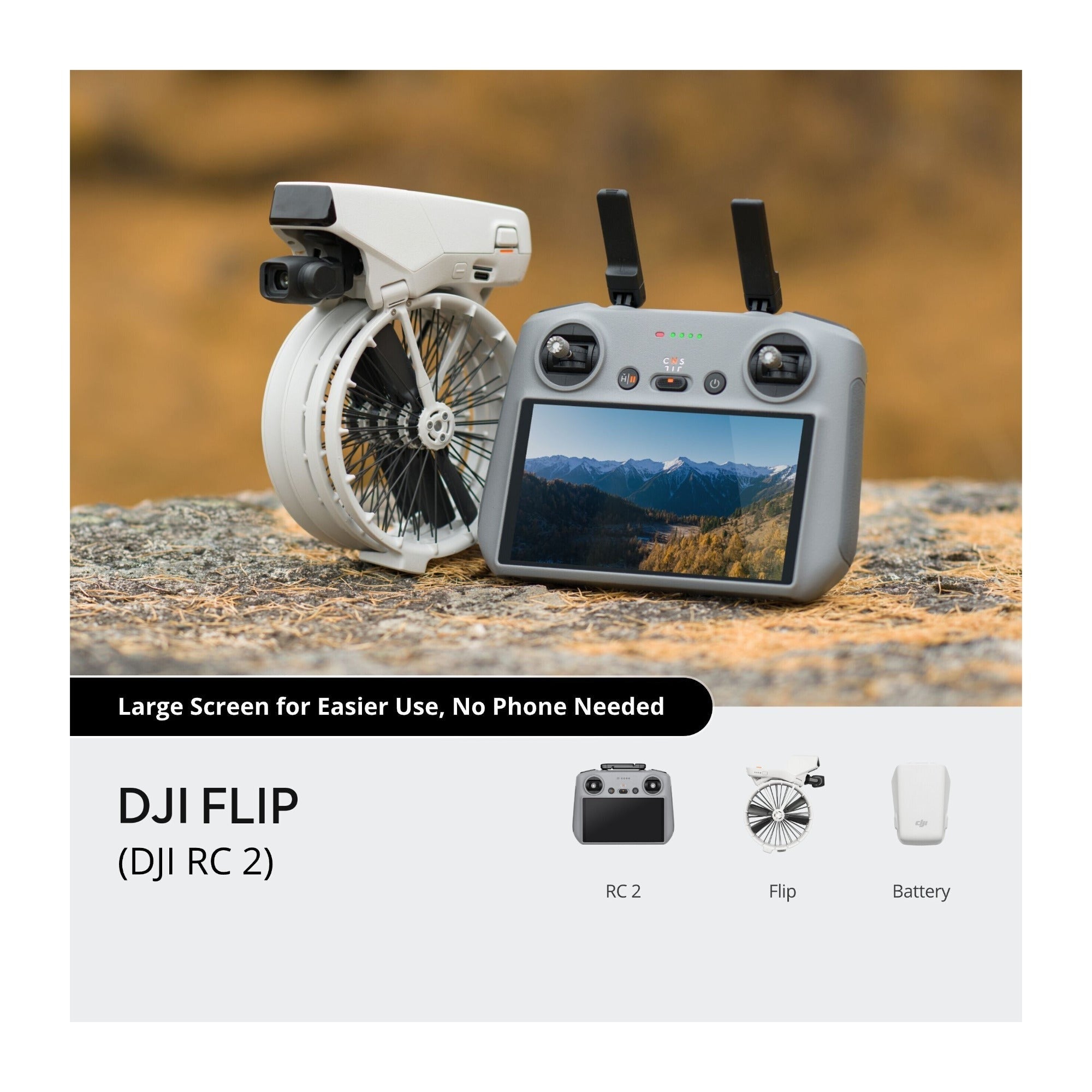 DJI Flip 4K White Camera Drone Bundle with RC 2 Controller, Carrying Bag and 30-inch Landing Pad
