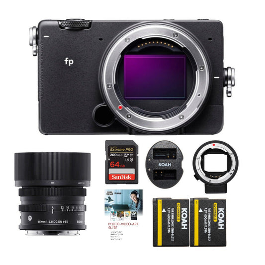 Sigma fp Mirrorless Camera with 45mm Lens & Sigma MC-21 Converter/Adapter Bundle