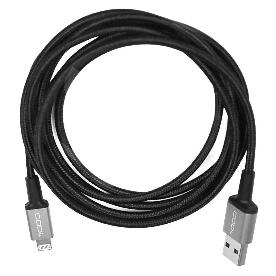 CODi 6-Feet Braided Nylon USB-A to MFI Lightning Charge and Sync Cable (Black)