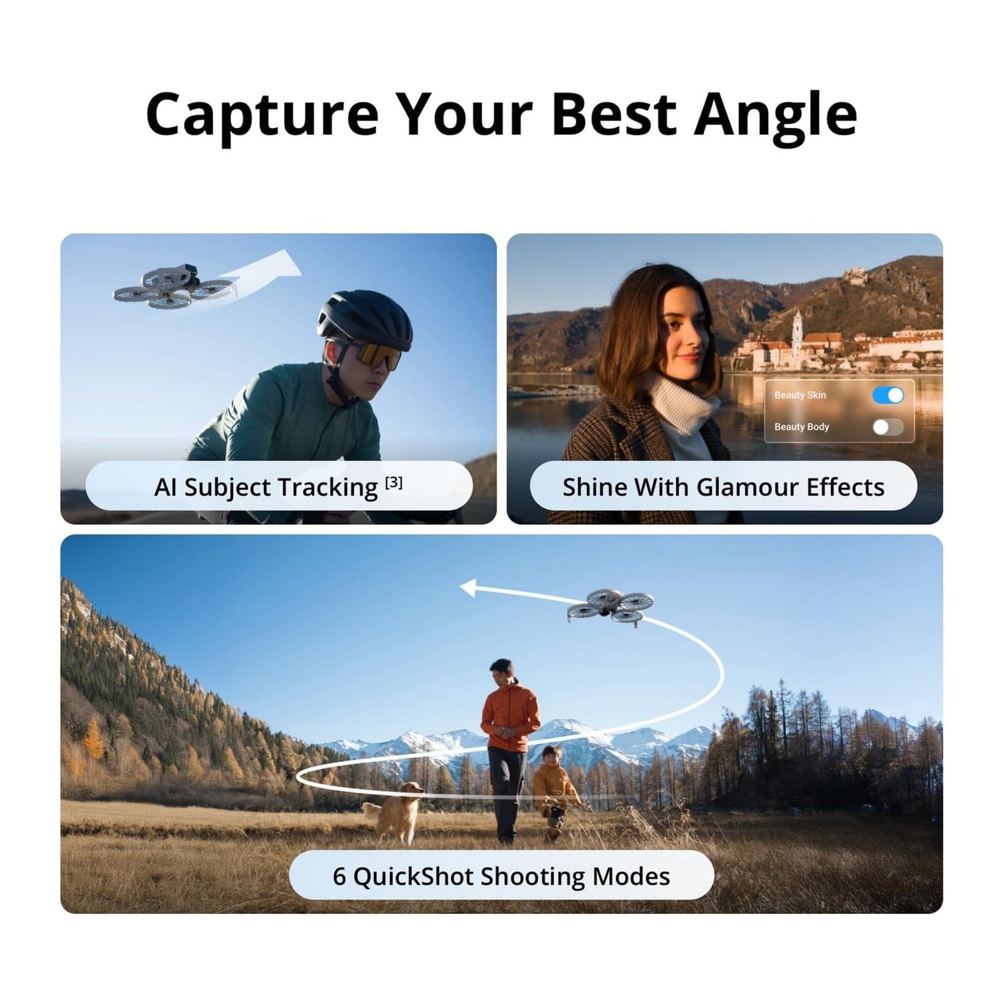 DJI Flip Lightweight and Foldable 4K HDR Camera Drone with Gray Carrying Bag