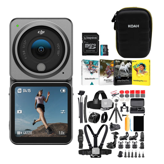DJI Action 2 Dual Screen Combo Adventure Bundle - Portable and Wearable Camera with 4K 120 FPS