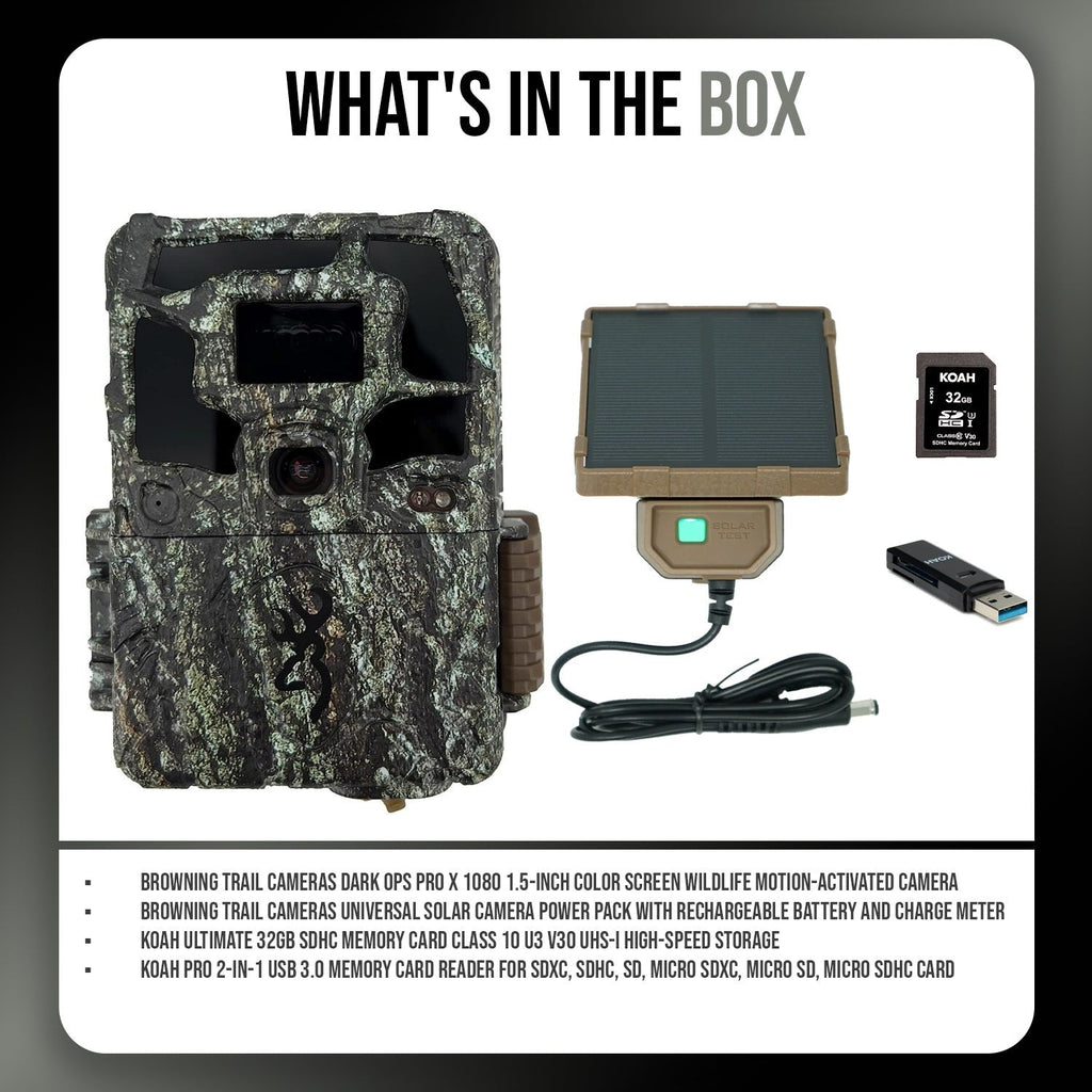 Browning Dark Ops Pro X 1080 Trail Motion-Activated Camera & Accessories Bundle