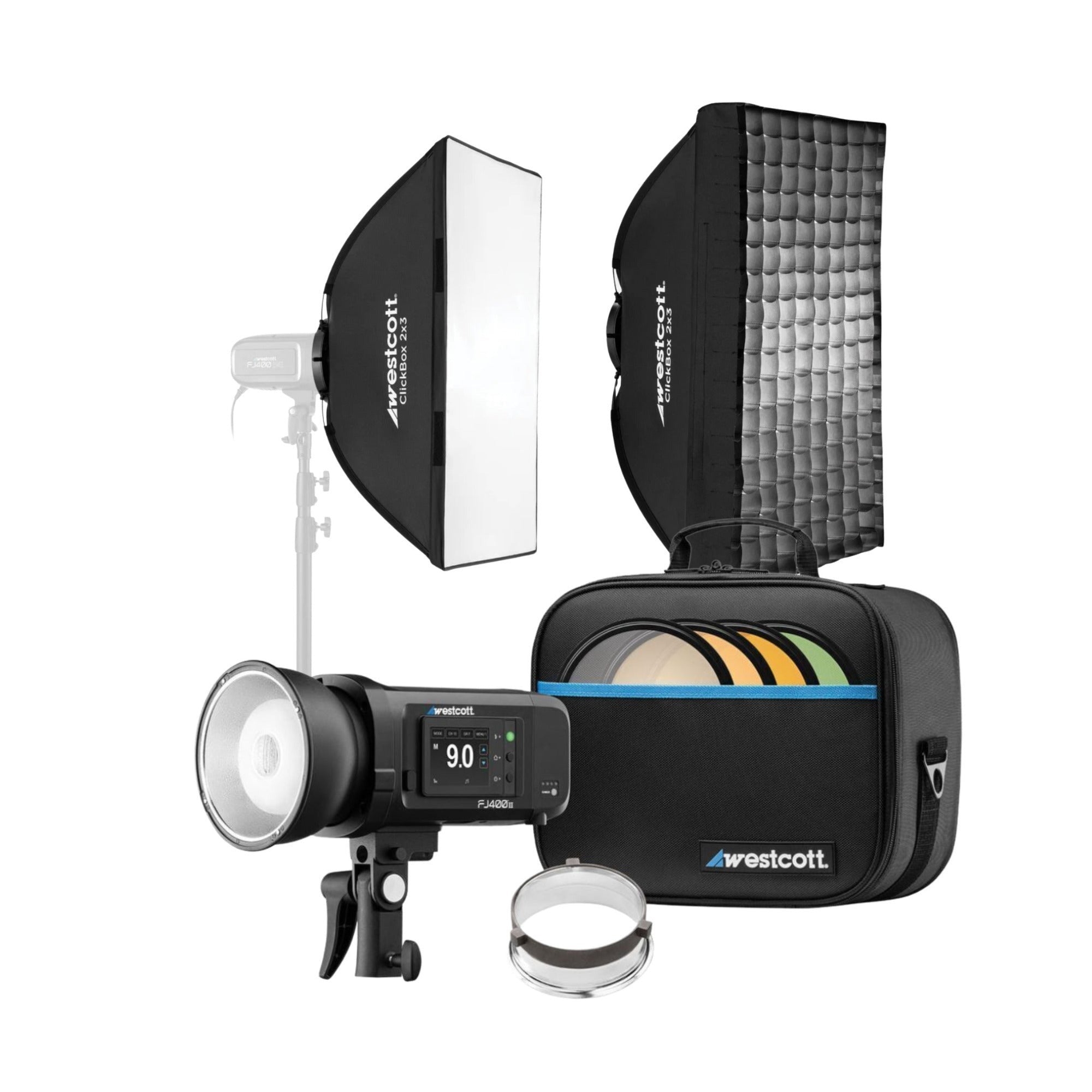 Westcott FJ400 II 400Ws Touchscreen Strobe with FJ Pro AC, DC Battery Bundle