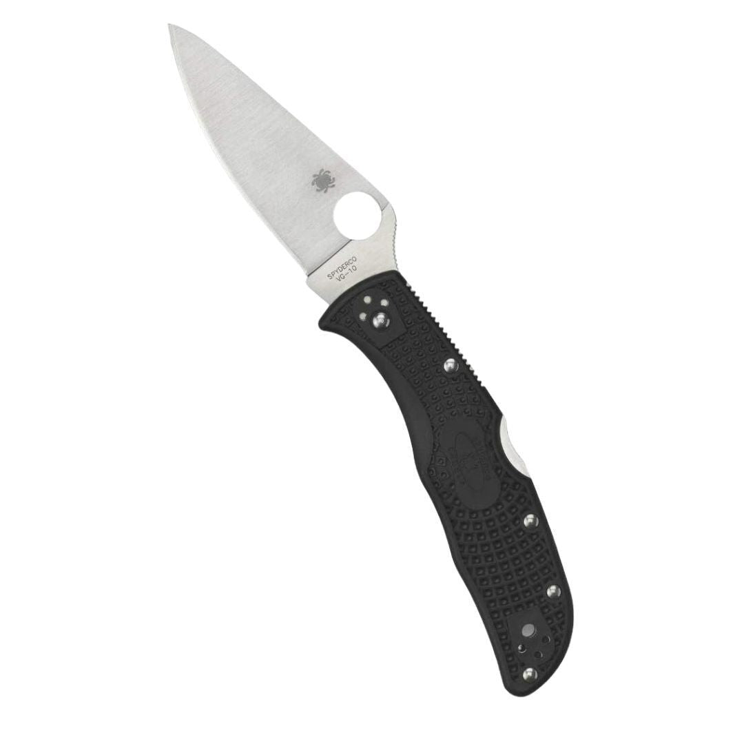 Spyderco Endela Lightweight Folding Knife with VG-10 Steel PlainEdge Blade and Black FRN Handle