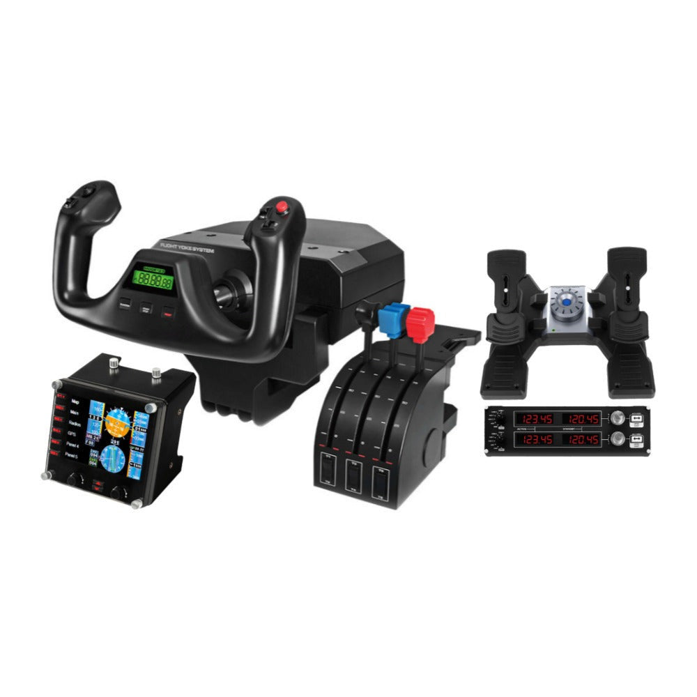 Logitech G Saitek Flight Yoke System with Rudder Pedals and Instrument Panel Bundle