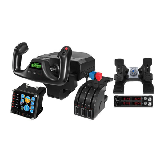 Logitech G Saitek Flight Yoke System with Rudder Pedals and Instrument Panel Bundle