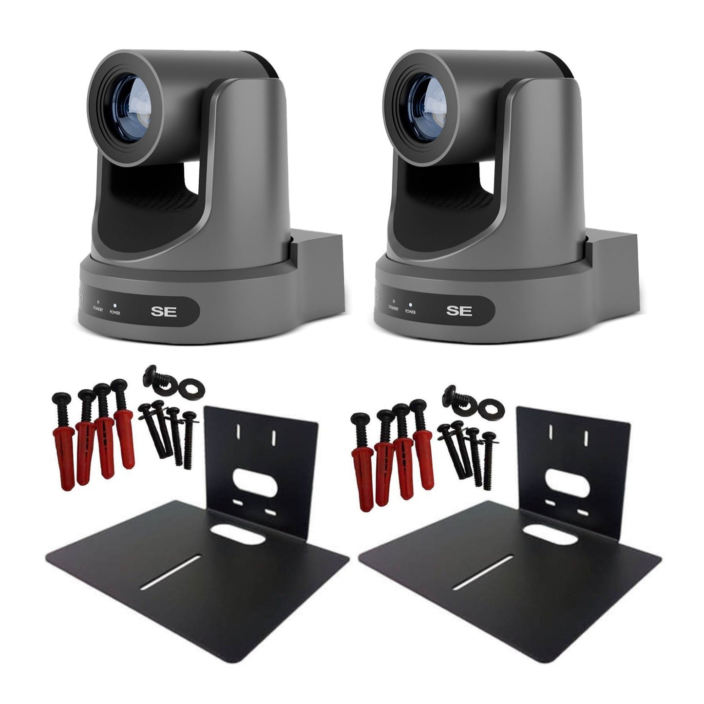PTZOptics Move SE 30x 1080p PTZ Auto-Tracking Pan Tilt Zoom Camera (Gray, 2-Pack) Bundle