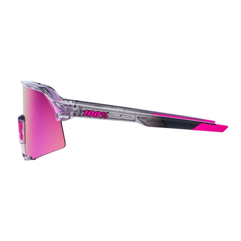 100% S3 Sunglasses Polished Grey Purple Mirror Lens