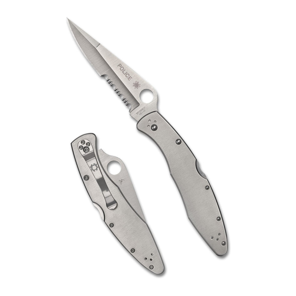 Spyderco Partially Serrated Edge Police Model Folding Knife with VG-10 Steel