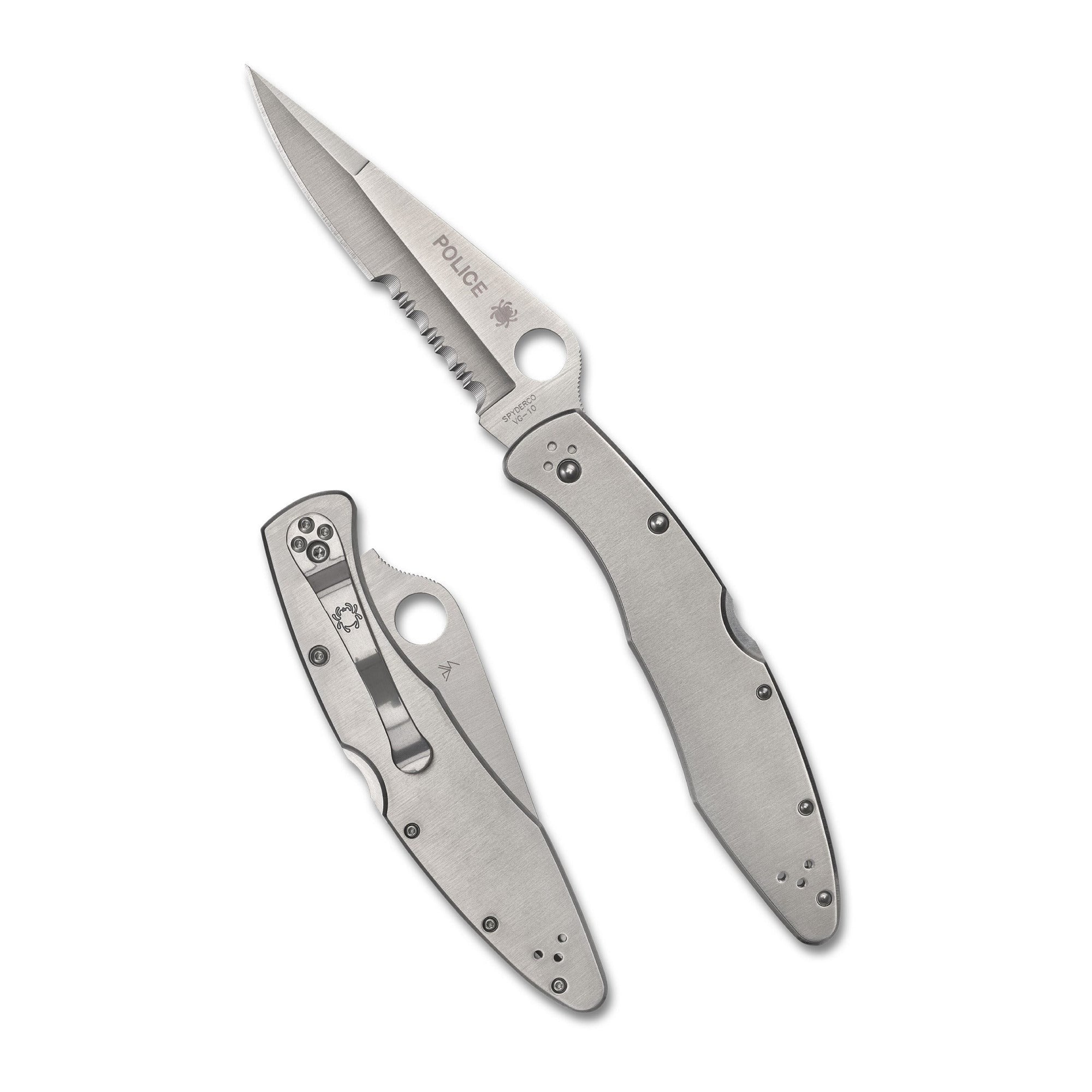 Spyderco Partially Serrated Edge Police Model Folding Knife with VG-10 Steel