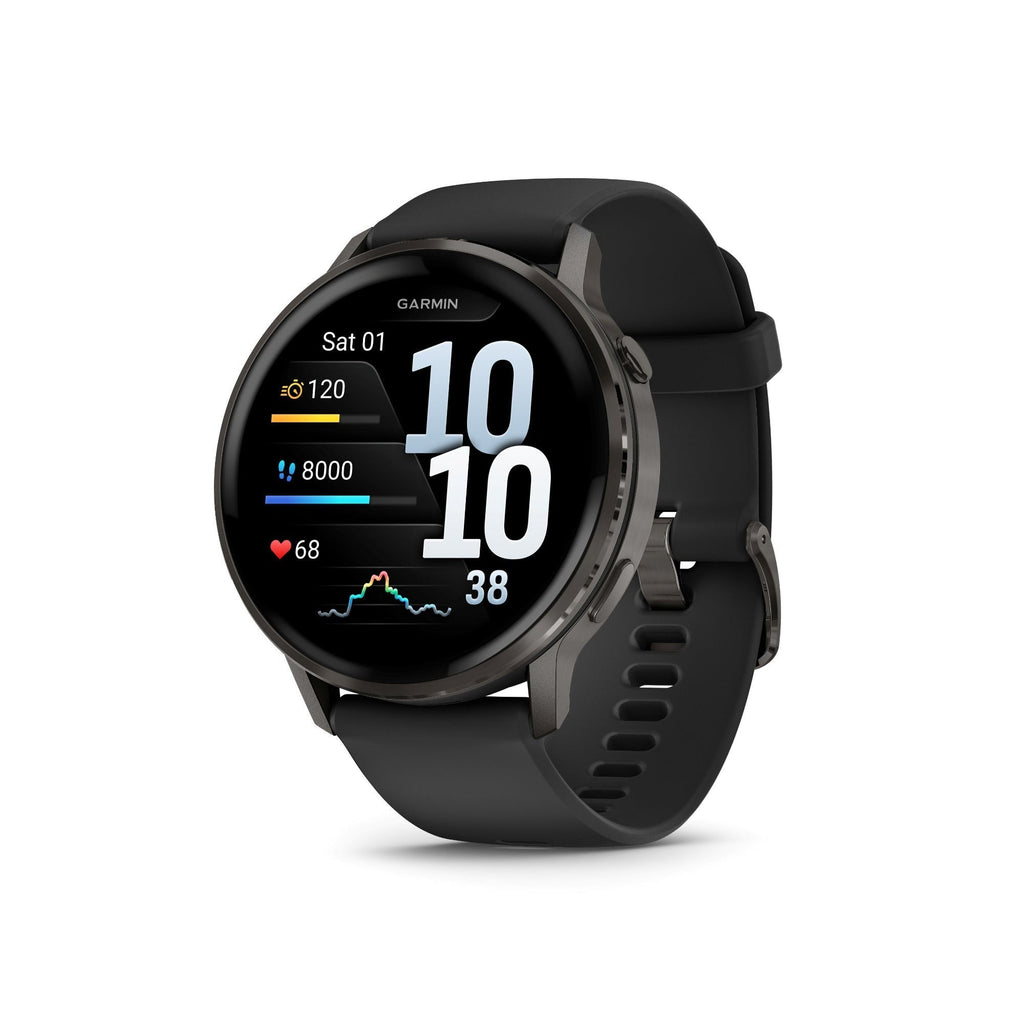 Garmin Venu 4 45mm AMOLED (Slate/Black) GPS Smartwatch with Earbuds Bundle