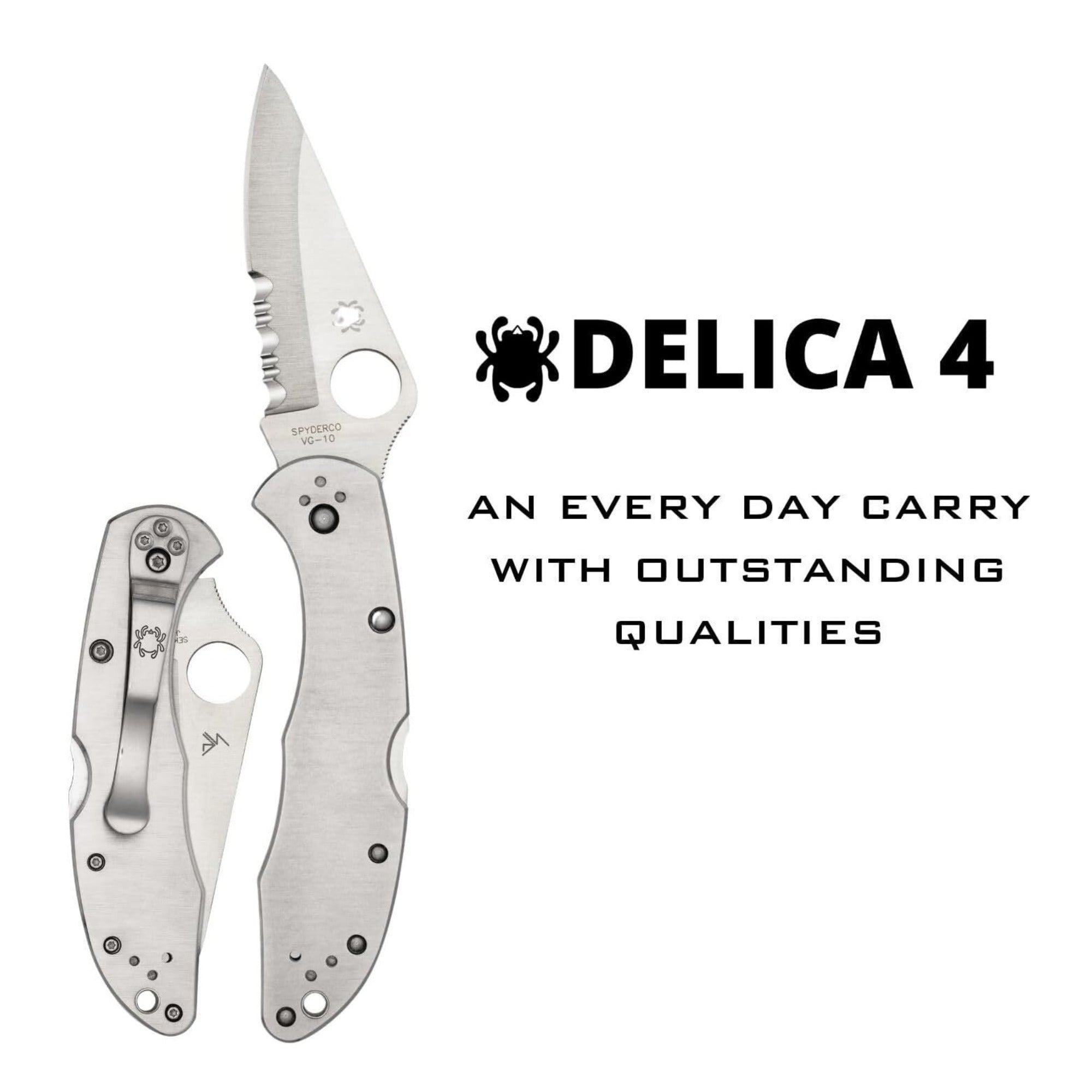 Spyderco Delica 4 Signature Knife with 2.95 Inch VG-10 Steel Blade and Stainless Steel Handle