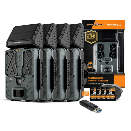 Spypoint FORCE-PRO-S 2.0 Trail Camera (4-Pack) with Accessories Bundle