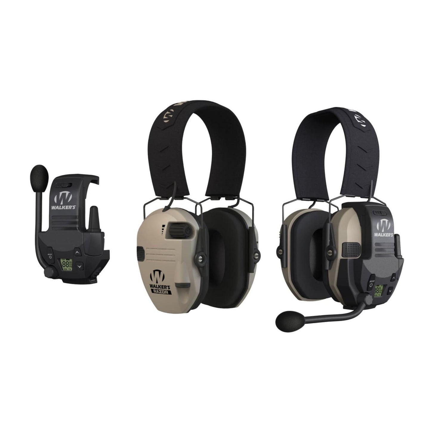 Walkers Razor Walkie Talkie with Hands-Free 2-3 Mile Range Seamless Integration and Razor Muffs