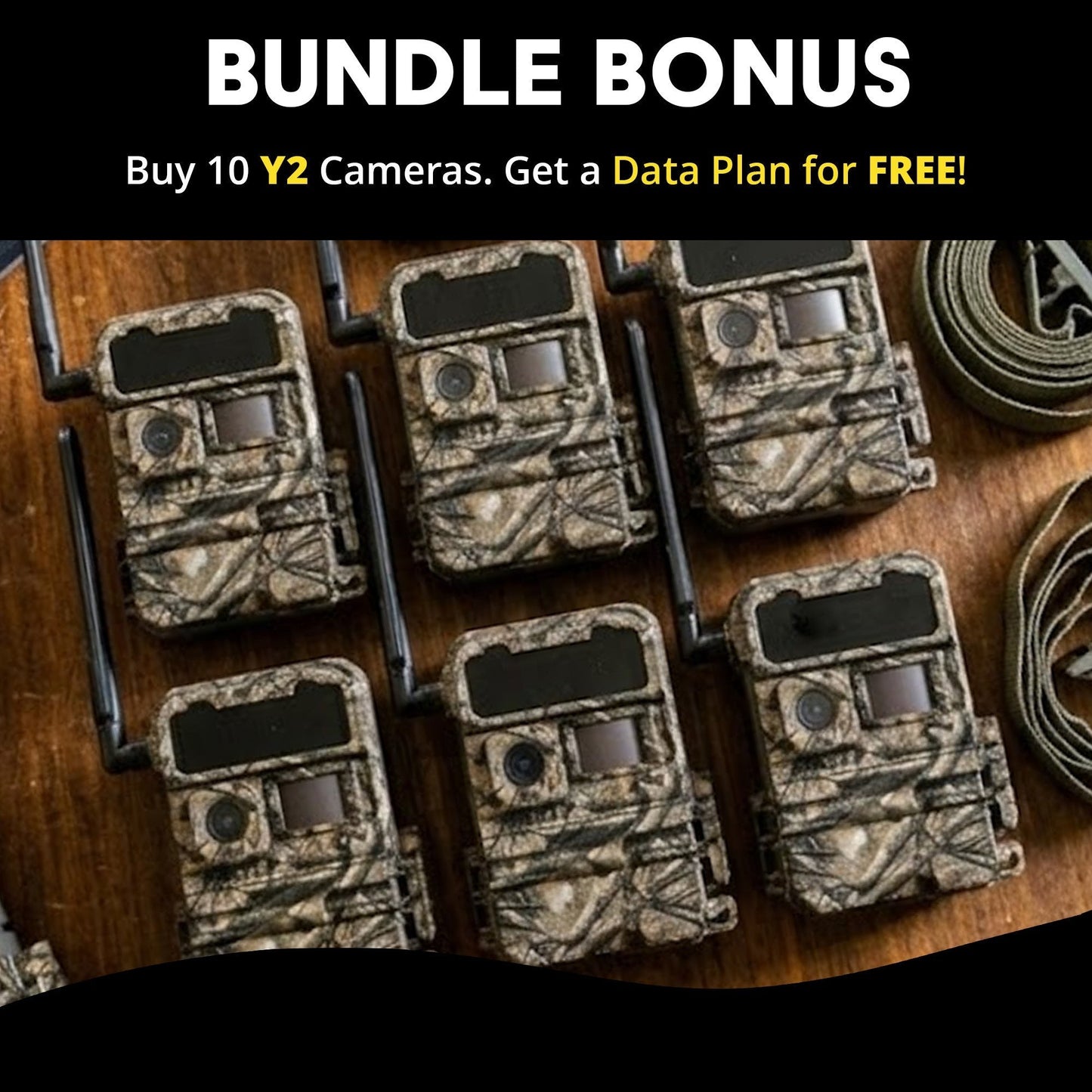 Yellowstone Y2 Black Wide Lens Trail Camera (10-Pack) with Security Box and Accs