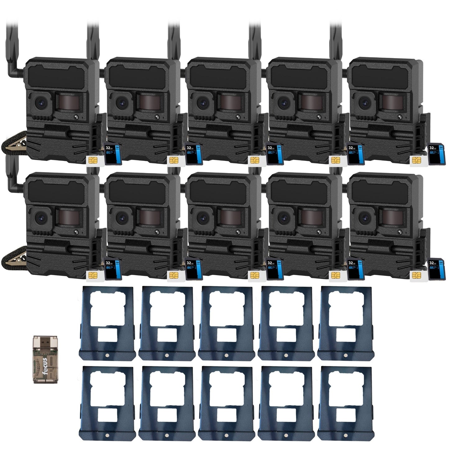 Yellowstone Y2 Black Wide Lens Trail Camera (10-Pack) with Security Box and Accs