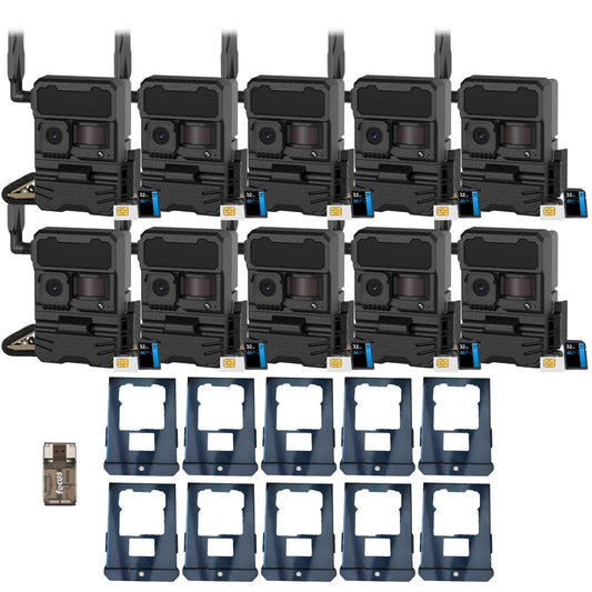 Yellowstone Y2 Black Wide Lens Trail Camera (10-Pack) with Security Box and Accs
