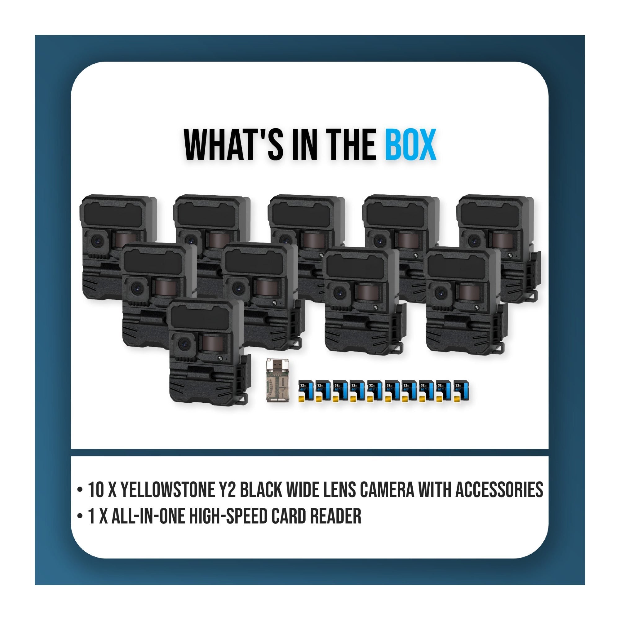 Yellowstone Y2 Black Wide Lens Camera Bundle with Card Reader, and Accessories (10-Pack)
