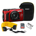 OM SYSTEM Tough TG-7 Digital Camera (Red) Bundle with 128GB Memory Card, Battery and Accessories