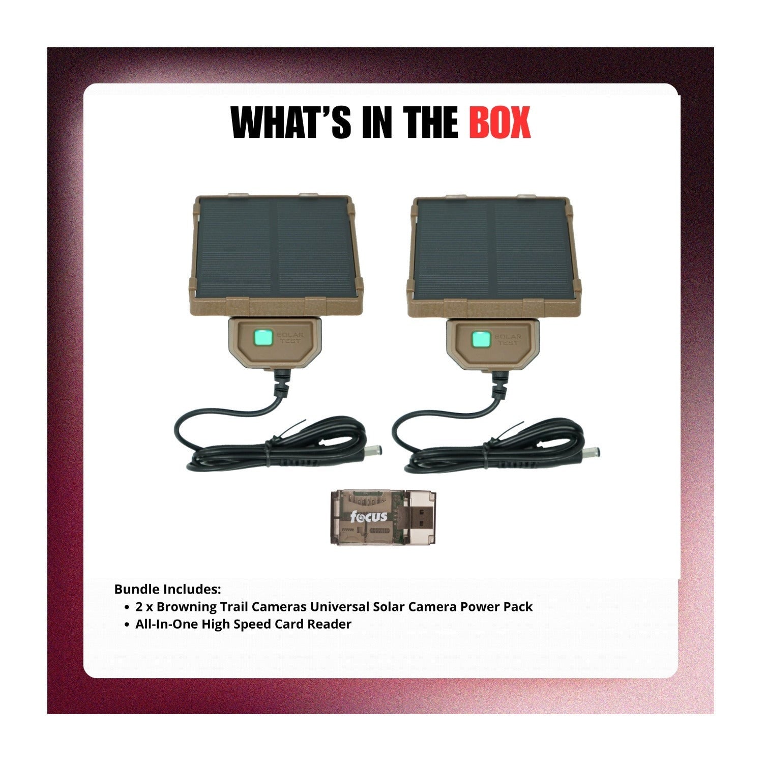 Browning Trail Cameras Universal Solar Camera Power Pack (2-Pack) with Card Reader Bundle