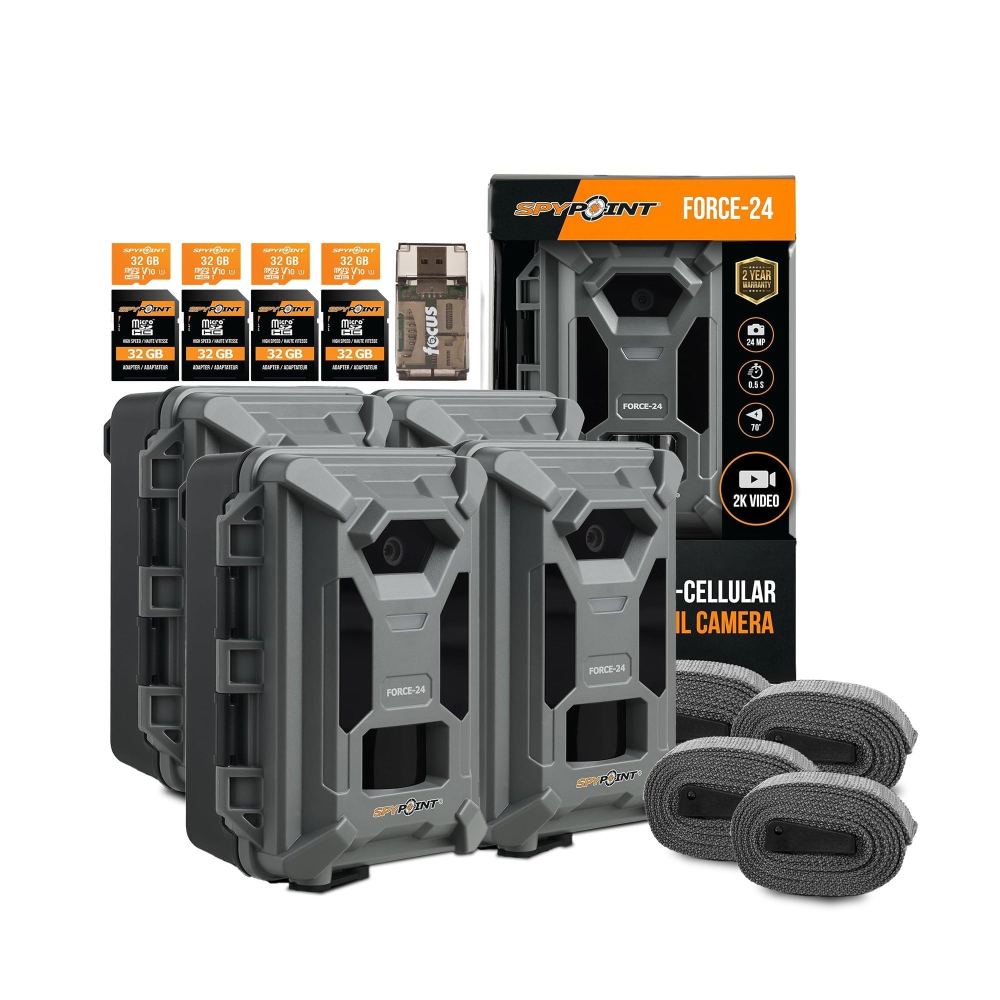 Spypoint Force-24MP Non-Cellular 2k Video Trail Camera Bundle (Twin Pack)