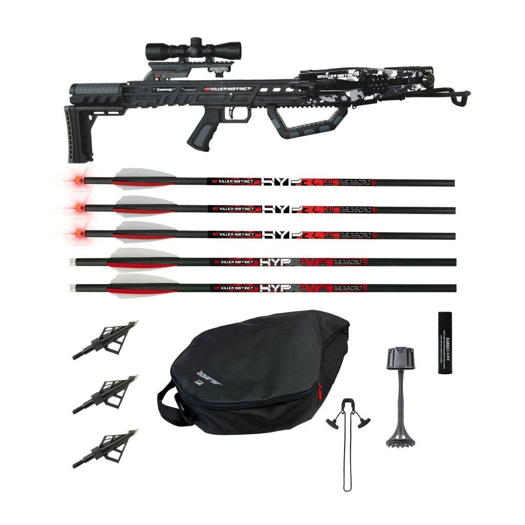 Killer Instinct Tempr-X 405 FPS Crossbow Kit with Case, Bolts, and Broadhead