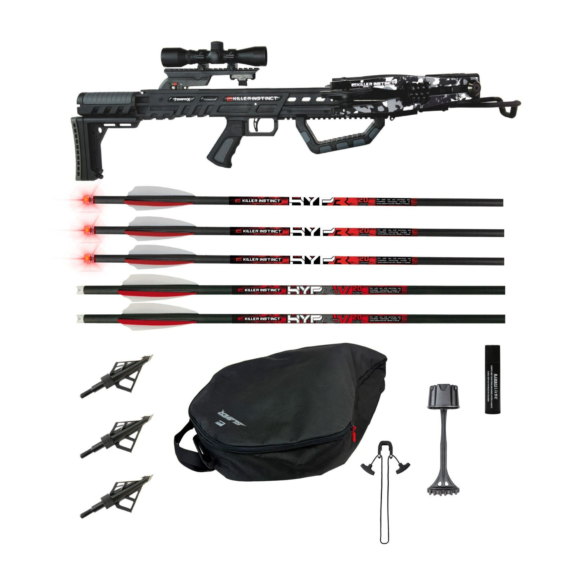 Killer Instinct Tempr-X 405 FPS Crossbow Kit with Case, Bolts, and Broadhead