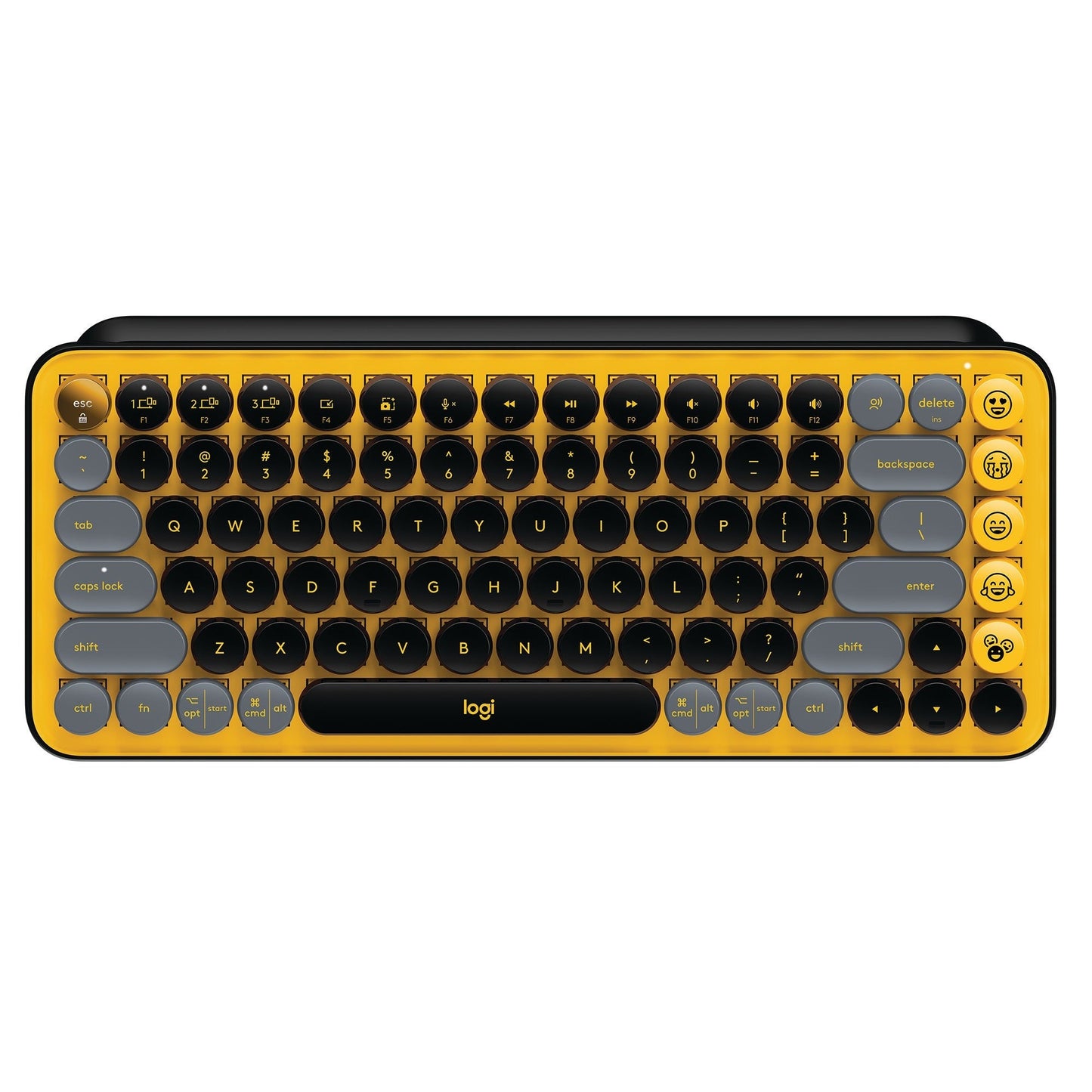 Logitech Pop Keys Wireless Mechanical Keyboard with Emoji Keys (Yellow) w/Wireless Mouse & Desk Mat